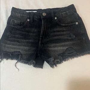 Zara Black Distressed Denim Shorts